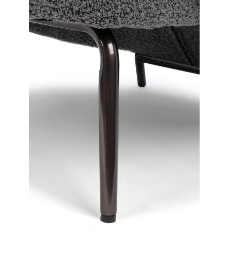 Fotel LOBBY TEDDY szary - stal nierdzewna, czarny opal