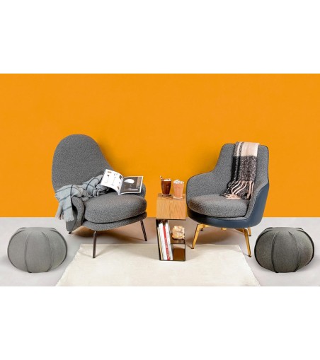 Fotel LOBBY TEDDY szary - stal nierdzewna, czarny opal