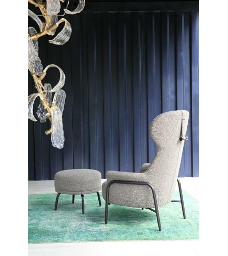 Fotel TEDDY GRAND ciemny brązowy z podnóżkiem