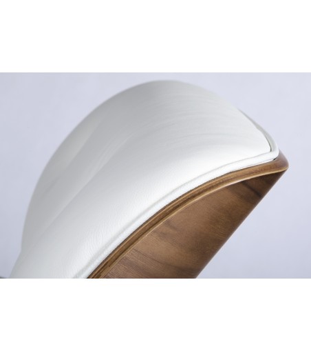 Fotel LOUNGE HM biały / orzech z podnóżkiem biały