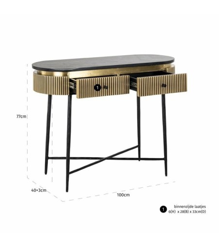 RICHMOND konsola IRONVILLE - marmur, metal, MDF, sklejka brzozowa