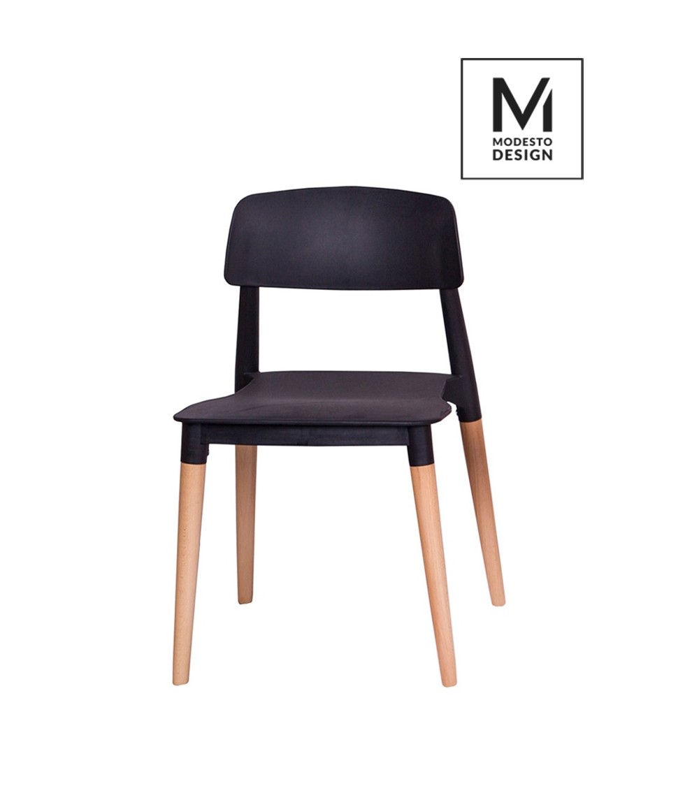 MODESTO krzesło ECCO czarne - polipropylen, podstawa bukowa