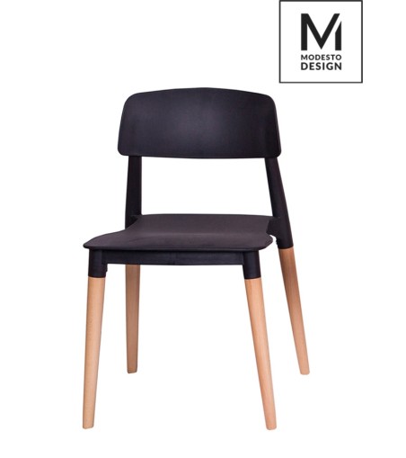 MODESTO krzesło ECCO czarne - polipropylen, podstawa bukowa