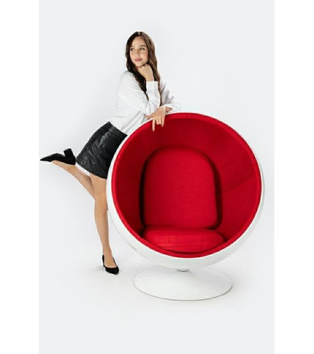 Fotel BALL biało-czerwony - włókno szklane