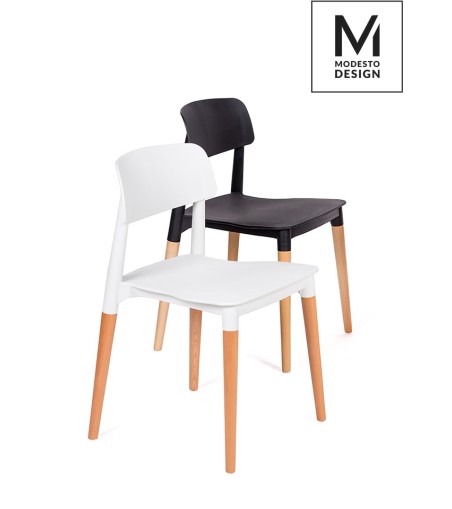 MODESTO krzesło ECCO czarne - polipropylen, podstawa bukowa