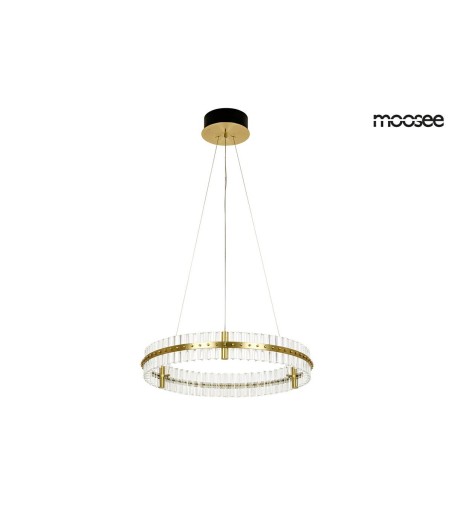 MOOSEE lampa wisząca SATURNUS 70 złota - LED, kryształ, stal szczotkowana