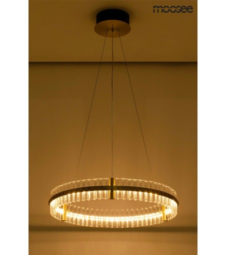 MOOSEE lampa wisząca SATURNUS 70 złota - LED, kryształ, stal szczotkowana