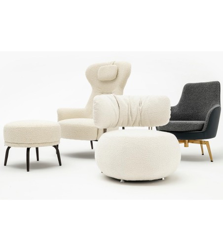 Fotel TEDDY GRAND beżowy z podnóżkiem