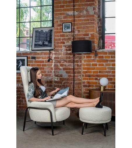 Fotel TEDDY GRAND beżowy z podnóżkiem