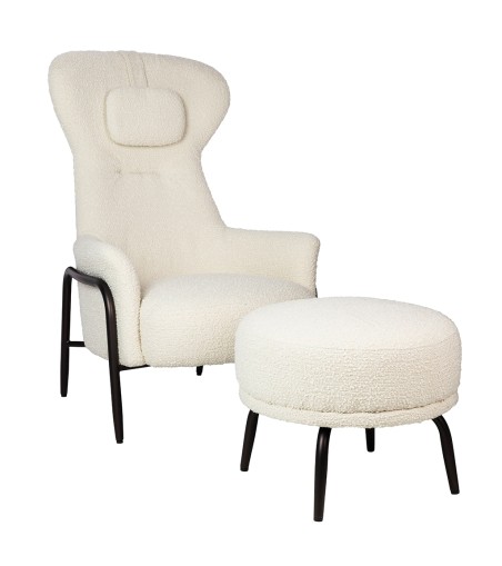 Fotel TEDDY GRAND beżowy z podnóżkiem