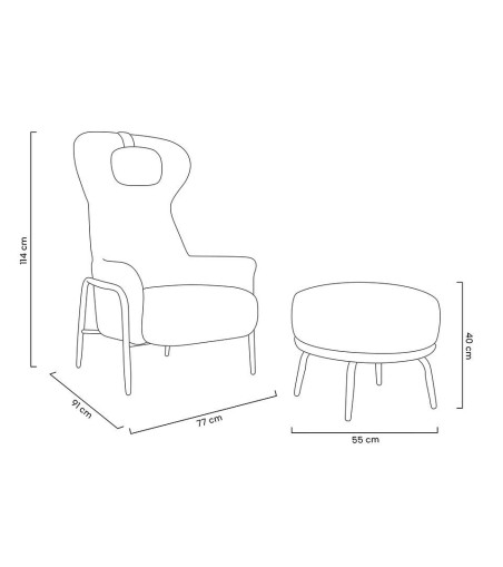 Fotel TEDDY GRAND beżowy z podnóżkiem