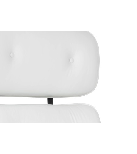 Fotel biurowy LOUNGE GUBERNATOR biały - sklejka orzech, skóra naturalna, stal polerowana