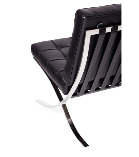 Sofa dwuosobowa BARCELON PRESTIGE PLUS czarna - włoska selekcjonowana skóra naturalna, stal