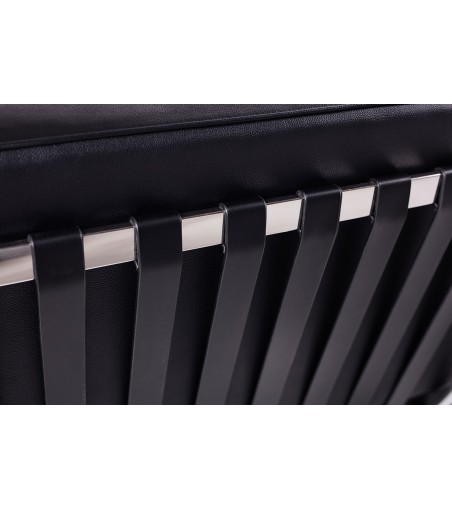 Sofa dwuosobowa BARCELON PRESTIGE PLUS czarna - włoska selekcjonowana skóra naturalna, stal