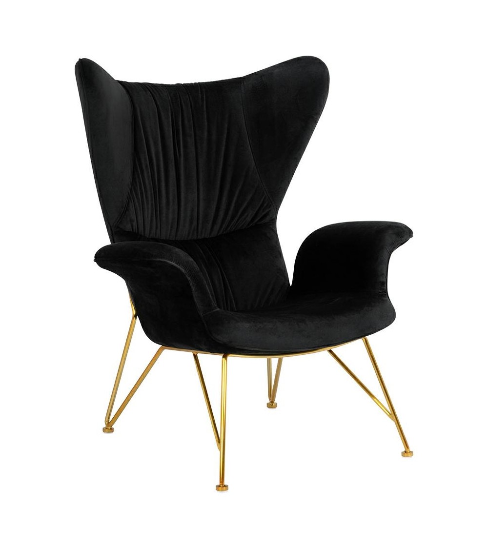 Fotel SHRIMP VELVET czarny - podstawa złota