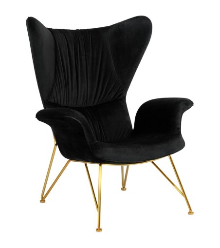 Fotel SHRIMP VELVET czarny - podstawa złota