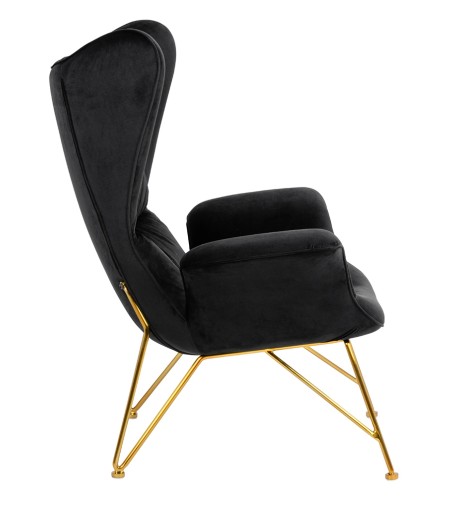 Fotel SHRIMP VELVET czarny - podstawa złota