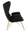 Fotel SHRIMP VELVET czarny - podstawa złota