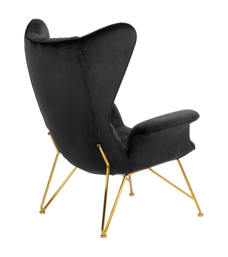 Fotel SHRIMP VELVET czarny - podstawa złota