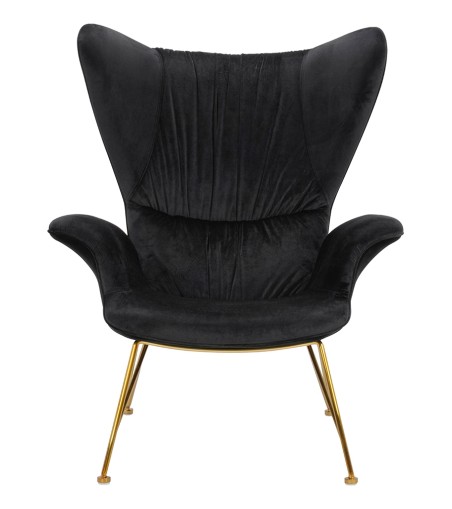 Fotel SHRIMP VELVET czarny - podstawa złota