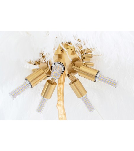 MOOSEE lampa podłogowa TIFFANY 175 biała  mosiądz / naturalne pióra