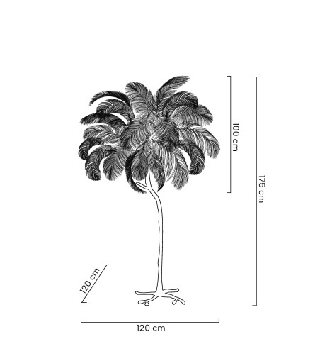 MOOSEE lampa podłogowa TIFFANY 175 biała  mosiądz / naturalne pióra