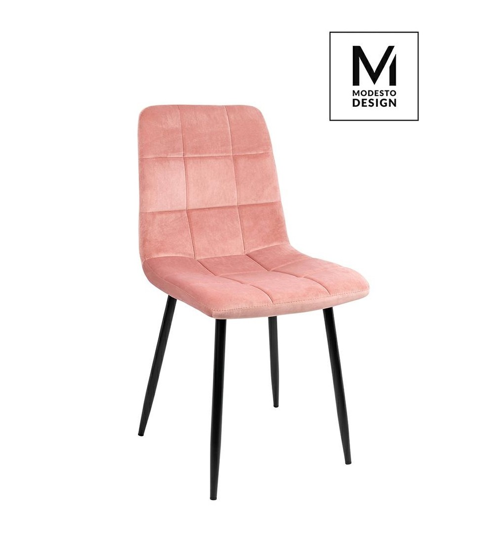 MODESTO krzesło CARLO pudrowy róż - welur, metal