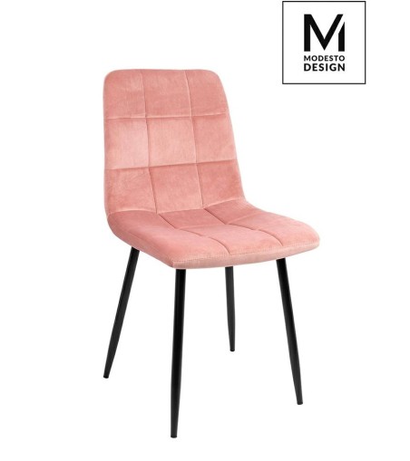 MODESTO krzesło CARLO pudrowy róż - welur, metal