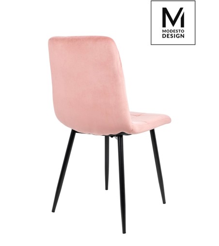 MODESTO krzesło CARLO pudrowy róż - welur, metal