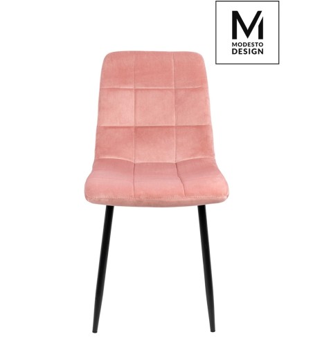 MODESTO krzesło CARLO pudrowy róż - welur, metal