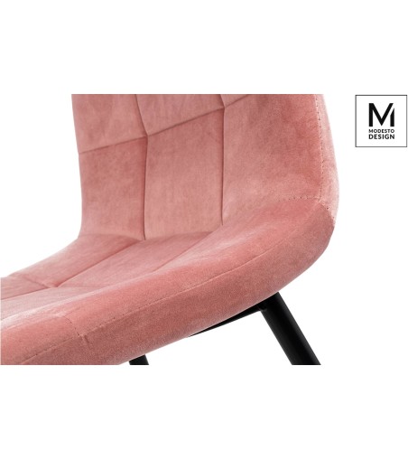 MODESTO krzesło CARLO pudrowy róż - welur, metal