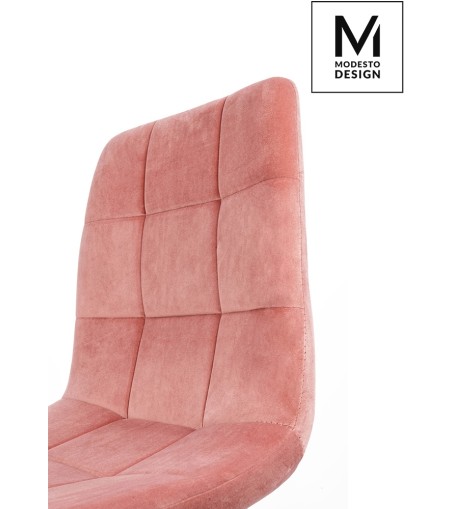 MODESTO krzesło CARLO pudrowy róż - welur, metal