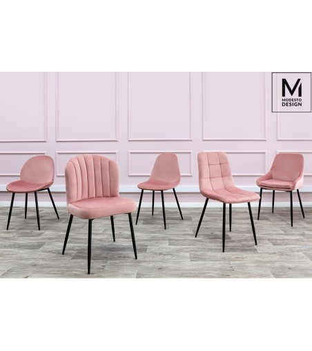 MODESTO krzesło CARLO pudrowy róż - welur, metal
