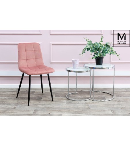 MODESTO krzesło CARLO pudrowy róż - welur, metal
