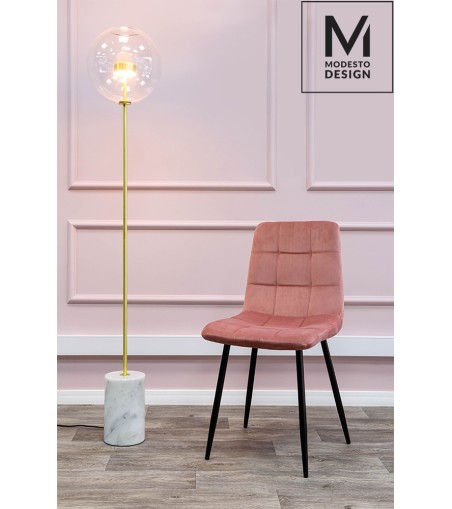 MODESTO krzesło CARLO pudrowy róż - welur, metal