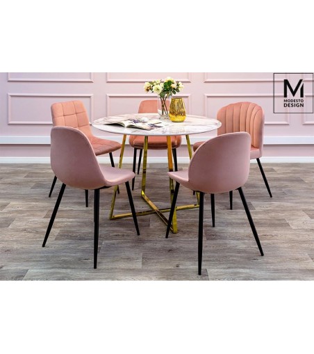 MODESTO krzesło CARLO pudrowy róż - welur, metal