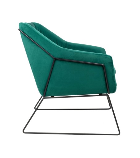 Fotel EMMA VELVET ciemny zielony welur - podstawa czarna