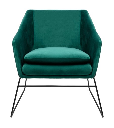 Fotel EMMA VELVET ciemny zielony welur - podstawa czarna