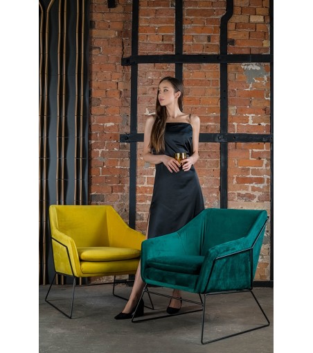 Fotel EMMA VELVET ciemny zielony welur - podstawa czarna