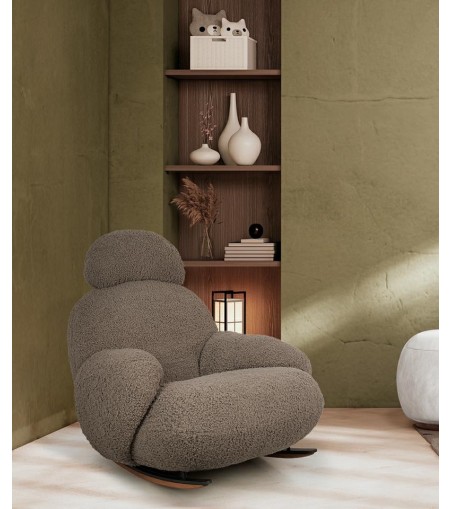 Fotel bujany PLUSH TEDDY ciemny beżowy