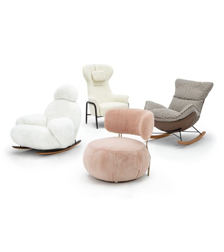 Fotel LOW TEDDY PINK różowy