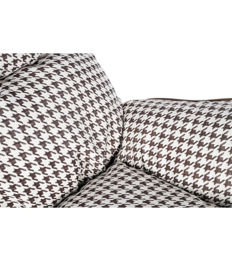 Fotel bujany OTILIA brązowa pepitka -  drewniane płozy, ekoskóra