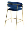 Krzesło barowe MARGO 65 ciemny niebieski - welur, podstawa złota