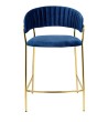 Krzesło barowe MARGO 65 ciemny niebieski - welur, podstawa złota