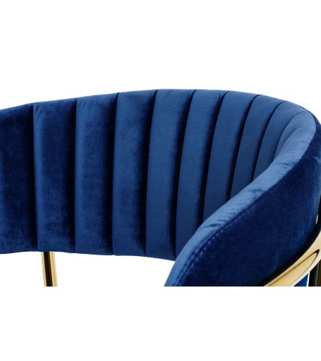 Krzesło barowe MARGO 65 ciemny niebieski - welur, podstawa złota