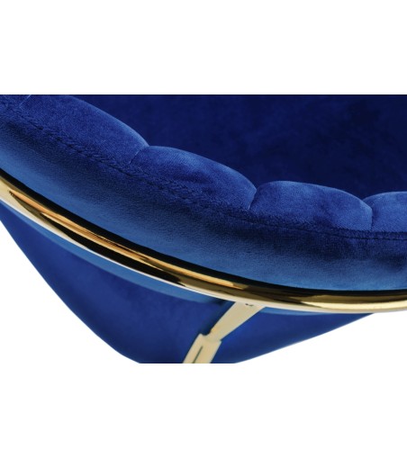 Krzesło barowe MARGO 65 ciemny niebieski - welur, podstawa złota