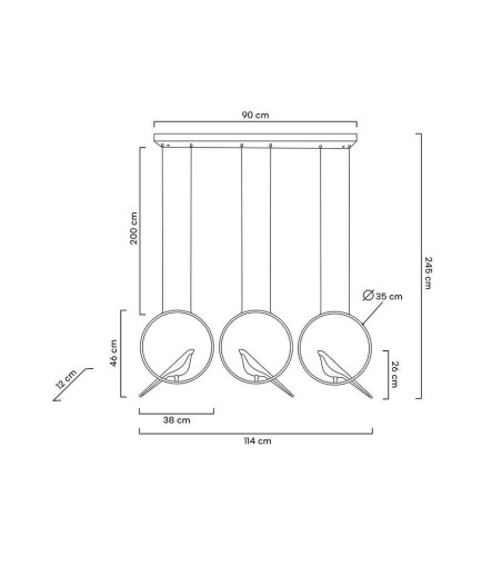 MOOSEE lampa wisząca BIRD LINE złota