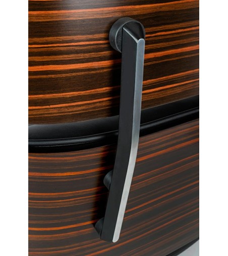 Fotel biurowy LOUNGE GUBERNATOR czarny - sklejka różana, skóra naturalna, stal polerowana