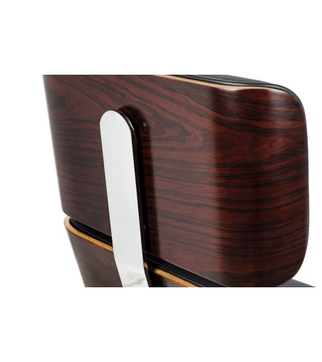 Fotel biurowy LOUNGE BUSINESS czarny - sklejka różana, skóra naturalna, stal polerowana