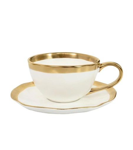 KARE filiżanka BELL  biało-złota